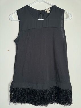Black Sleeveless Fringe top